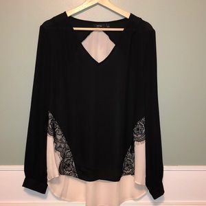 Black and blush pink blouse